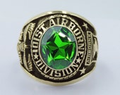 101st Airborne Division Ring , Sterling 10KP Gold Plated , Military , Army , Gift , Military Ring , Airborne