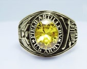 US Army Ring , Field Artillery , America 39 s , ARMOR , USCG , Sterling 10KP Gold Plated , Military , Army , Gift , Military Ring , Airborne