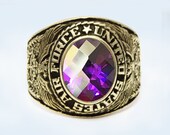 US Air Force Academy Ring , USAF , Sterling 10KP Gold Plated , Military , Army , Gift , Military Ring , Airborne