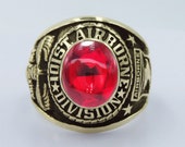 101st Airborne Division Ring , Sterling 10KP Gold Plated , Military , Army , Gift , Military Ring , Airborne