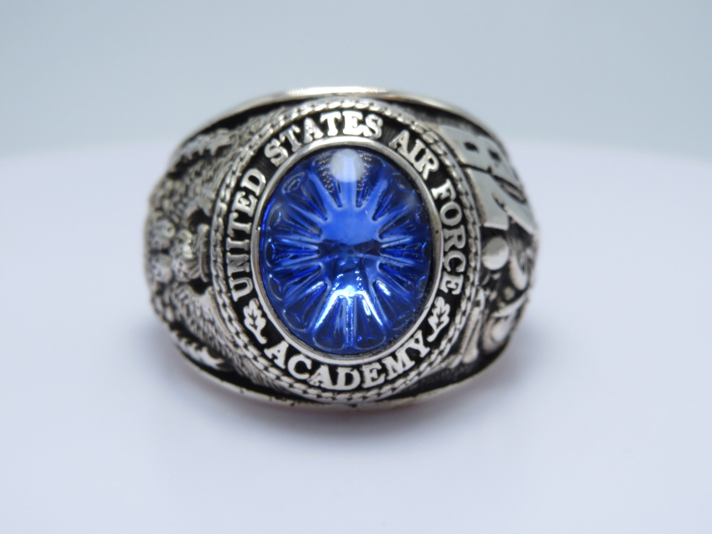 White Gold United States Air Force Seal Freedom Eagle Ring