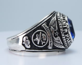 US Paratrooper Ring ,  USA , Airborne , All The Way ,  Sterling Silver 925 , Gift , Men Ring