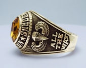 82nd Airborne Division Ring , America 39 s Guard Of Honor , Sterling 10KP Gold Plated , Military , Army , Gift , Military Ring , Airborne