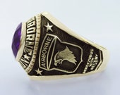 101st Airborne Division Ring , Sterling 10KP Gold Plated , Military , Army , Gift , Military Ring , Airborne