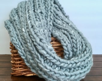 Chunky Knit Infinity Scarf, Light Blue