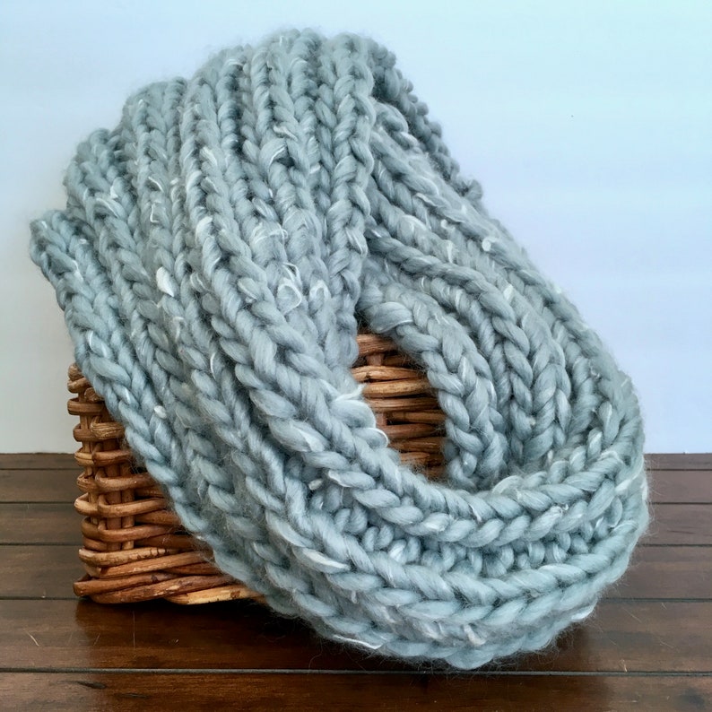 Chunky Knit Infinity Scarf, Light Blue - Etsy