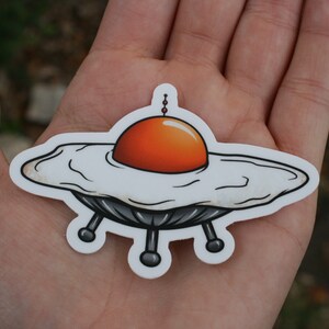 Sunny side up UFO vinyl sticker| alien car decal| ufo laptop decal| ufo car decal| waterproof| psychedelic| hippie stickers