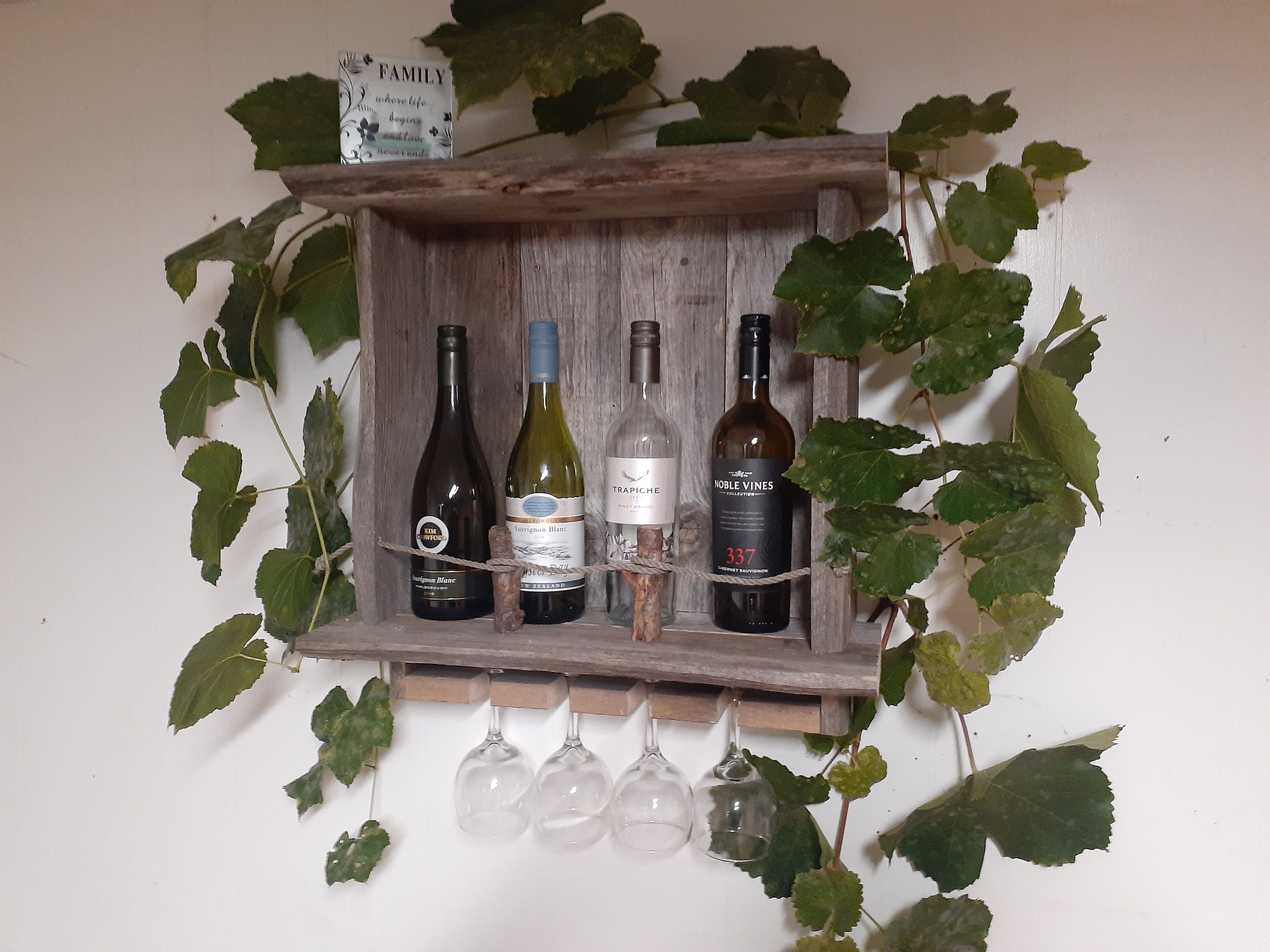 Barnwood Wine Rack Etsy