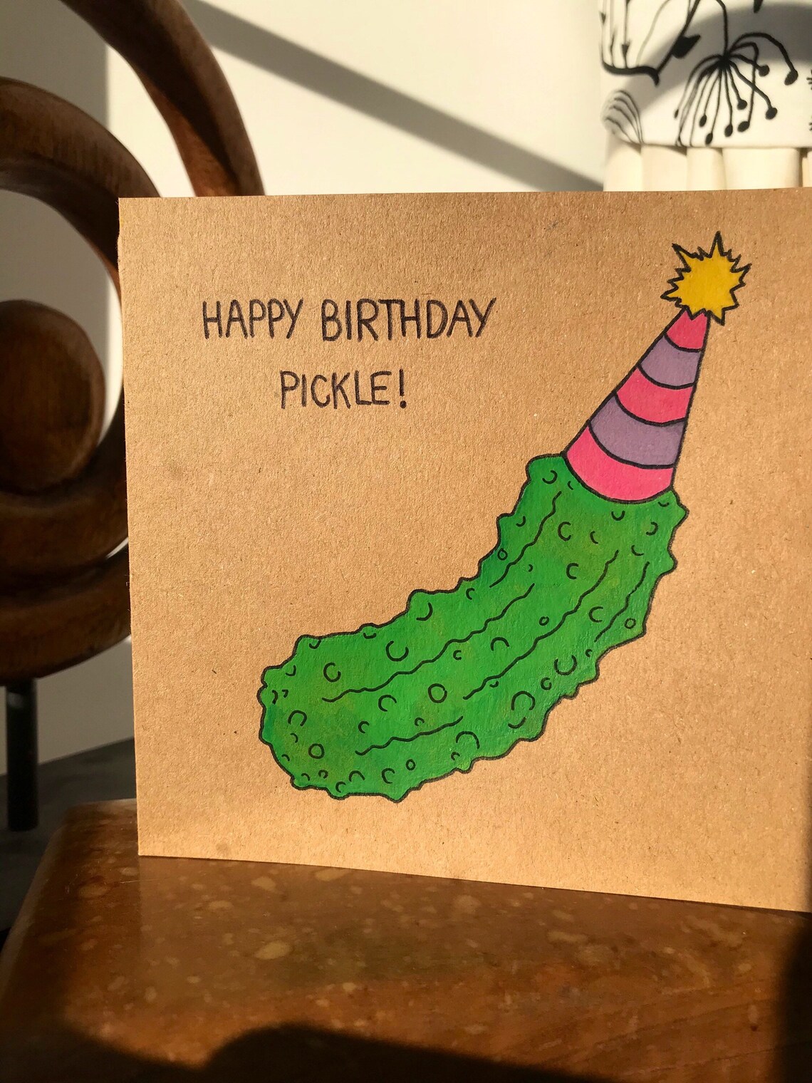 Happy Birthday Pickle Greeting Card Etsy