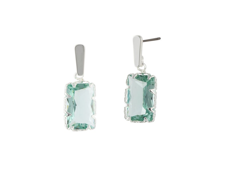 Big Metal London Despina Crystal Baguette Brass Earrings