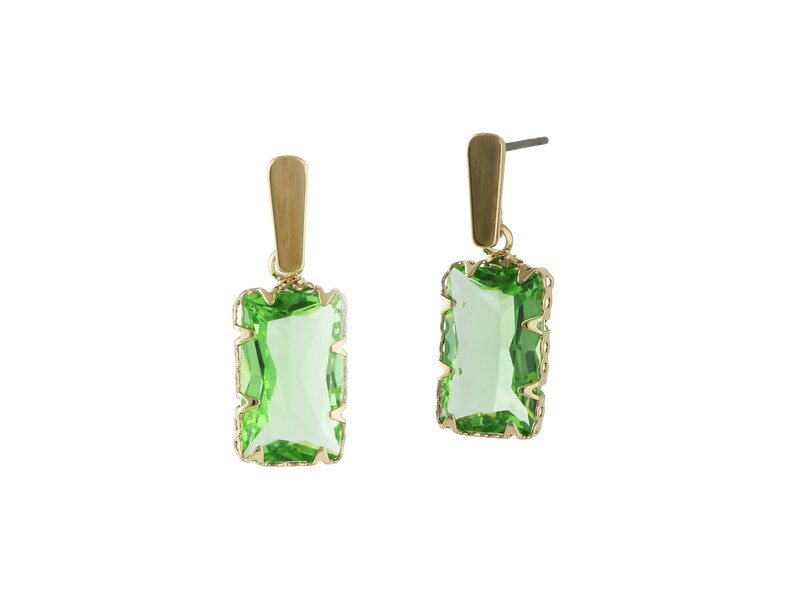 Big Metal London Despina Crystal Baguette Brass Earrings