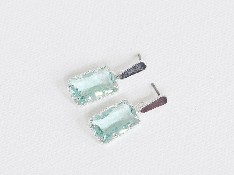 Big Metal London Despina Crystal Baguette Brass Earrings