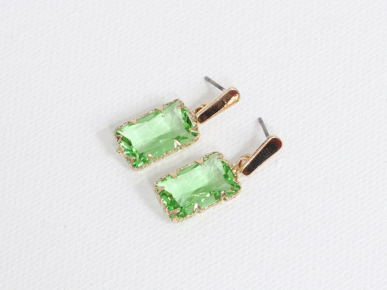 Big Metal London Despina Crystal Baguette Brass Earrings