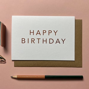Carte d'anniversaire imprimée à la main, carte d'anniversaire pour homme, carte de joyeux anniversaire en aluminium, carte d'anniversaire en aluminium de luxe, carte d'anniversaire moderne, joker