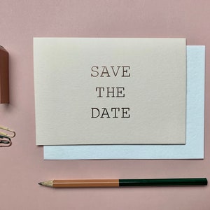 Save the Date blassrosa Karte, Hochzeit Save the Date, Save the Date, Hochzeitskorrespondenz, Handgedruckte Hochzeit