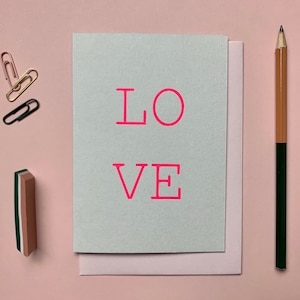 Biglietto d'amore stampato a mano, biglietto d'amore rosa, biglietto di San Valentino, con biglietto d'amore, biglietto per il giorno delle nozze, jolly, biglietto di San Valentino per donna, AMORE