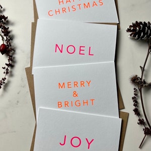 Tarjetas de neón de Feliz Navidad, Paquete de tarjetas navideñas brillantes, Tarjetas navideñas hechas a mano, Tarjetas navideñas de lujo