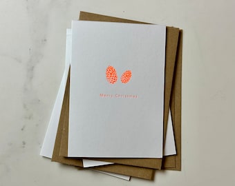 Merry Christmas cards, luxury Christmas card pack, Handmade Christmas cards, Handprinted Christmas cards, Bright Christmas card pack