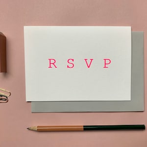 Handbedruckte rosa RSVP-Karte, Hochzeits-RSVP-Karte, Folien-RSVP-Karte, Hochzeitskorrespondenz, Neon-RSVP-Karte, moderne RSVP-Karte, Wildcard,