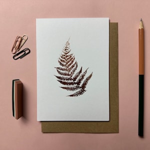 Handgedrukte varenkaart, koperen varenkaart, natuurkaart, verjaardagskaart, moeder verjaardagskaart, wildcard, natuurkaart, handgedrukte A6-kaart