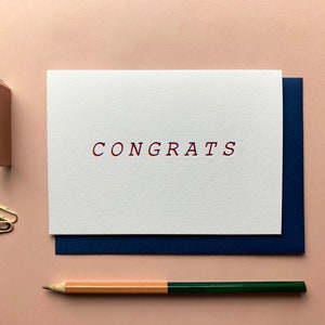 Glückwunschkarte, Glückwunschkarte, Hochzeitskarte, handgedruckte Glückwünsche, Karte zum Hochzeitstag, Abschlusskarte, Examensergebniskarte, Wildcard,