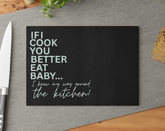 Funny Quote Tempered Glass Cutting Board – Kitchen Decor Gift