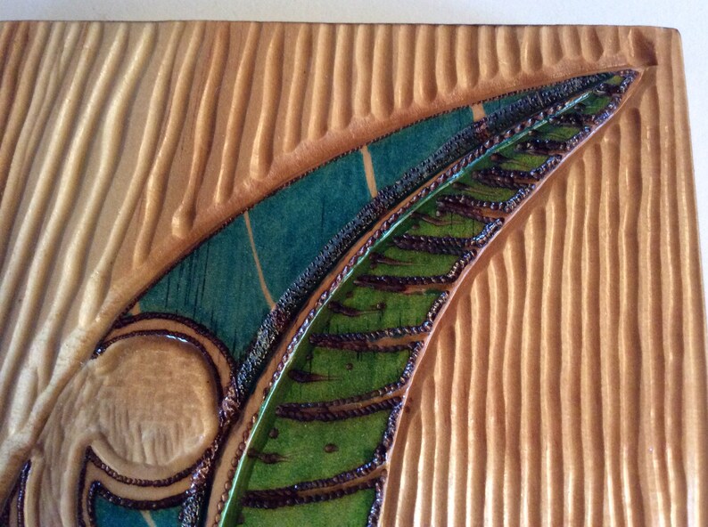 Maori Art Fern Carving Pyrography Contemporary Maori Art Koru Fern New Zealand Art Sculpture Art Collectibles