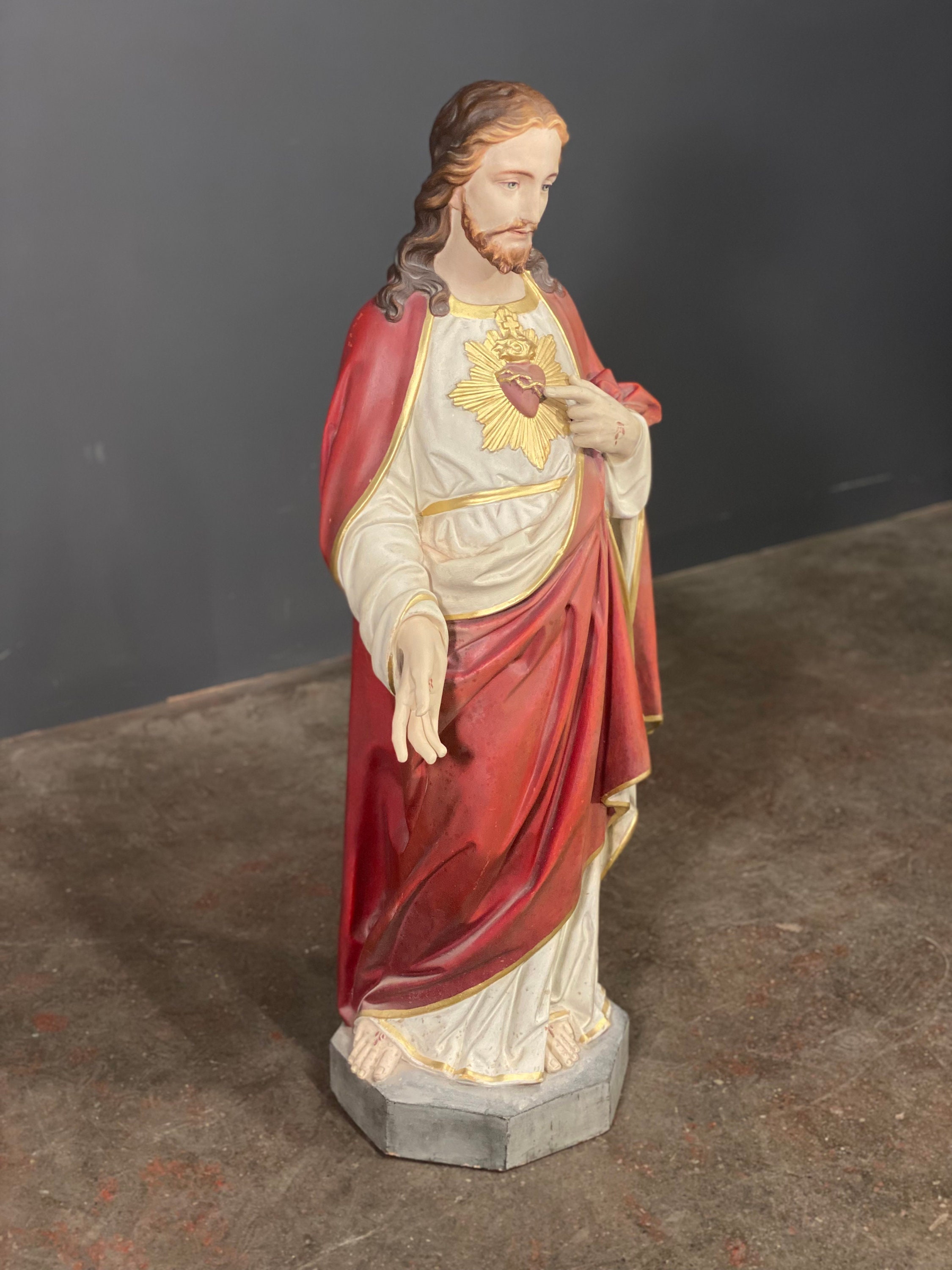 Large Statue Of The Sacred Heart of Jesus Christ c1963 Etsy