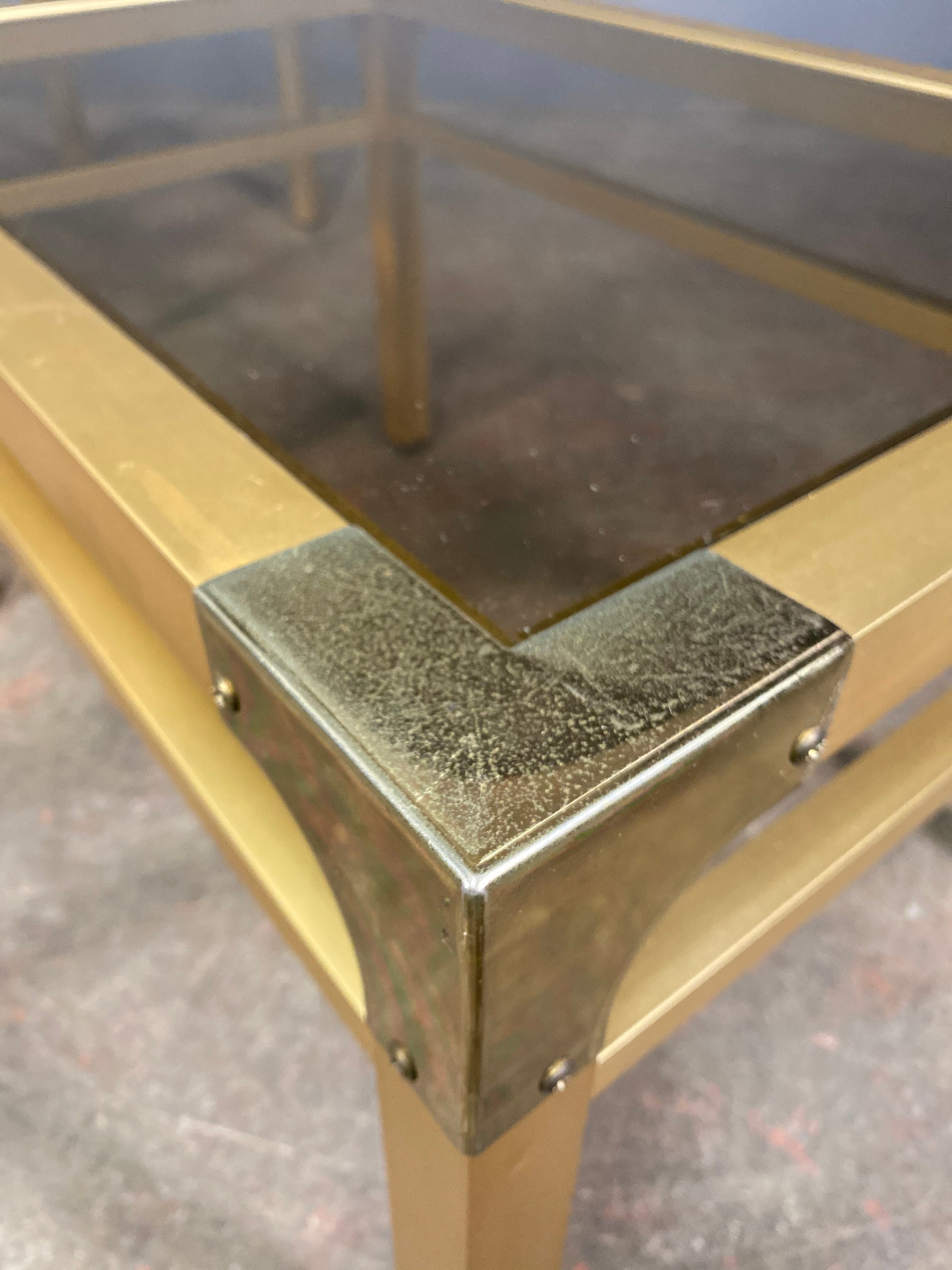 Pair of 20th Century Anodized Brass Smoked Glass Side Tables Etsy UK