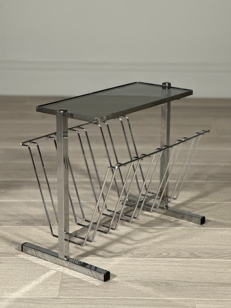 1970s Chrome and Smoked Glass Magazine Rack - Etsy UK