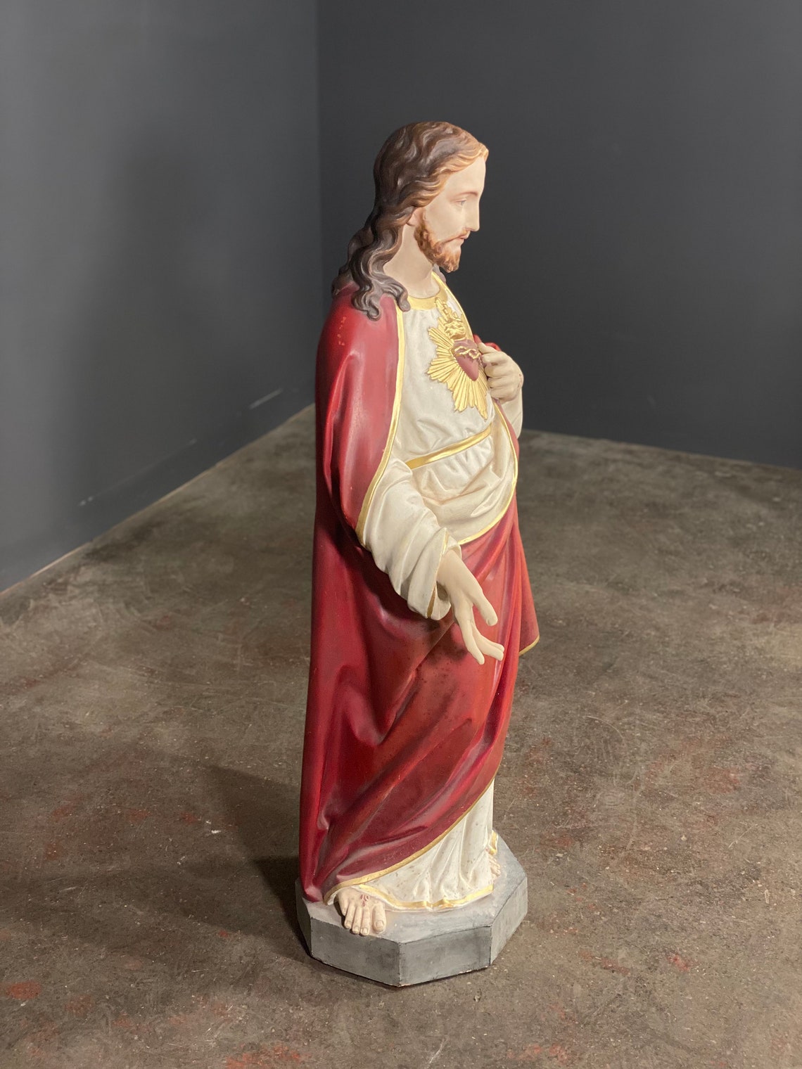 Large Statue Of The Sacred Heart of Jesus Christ c1963 Etsy