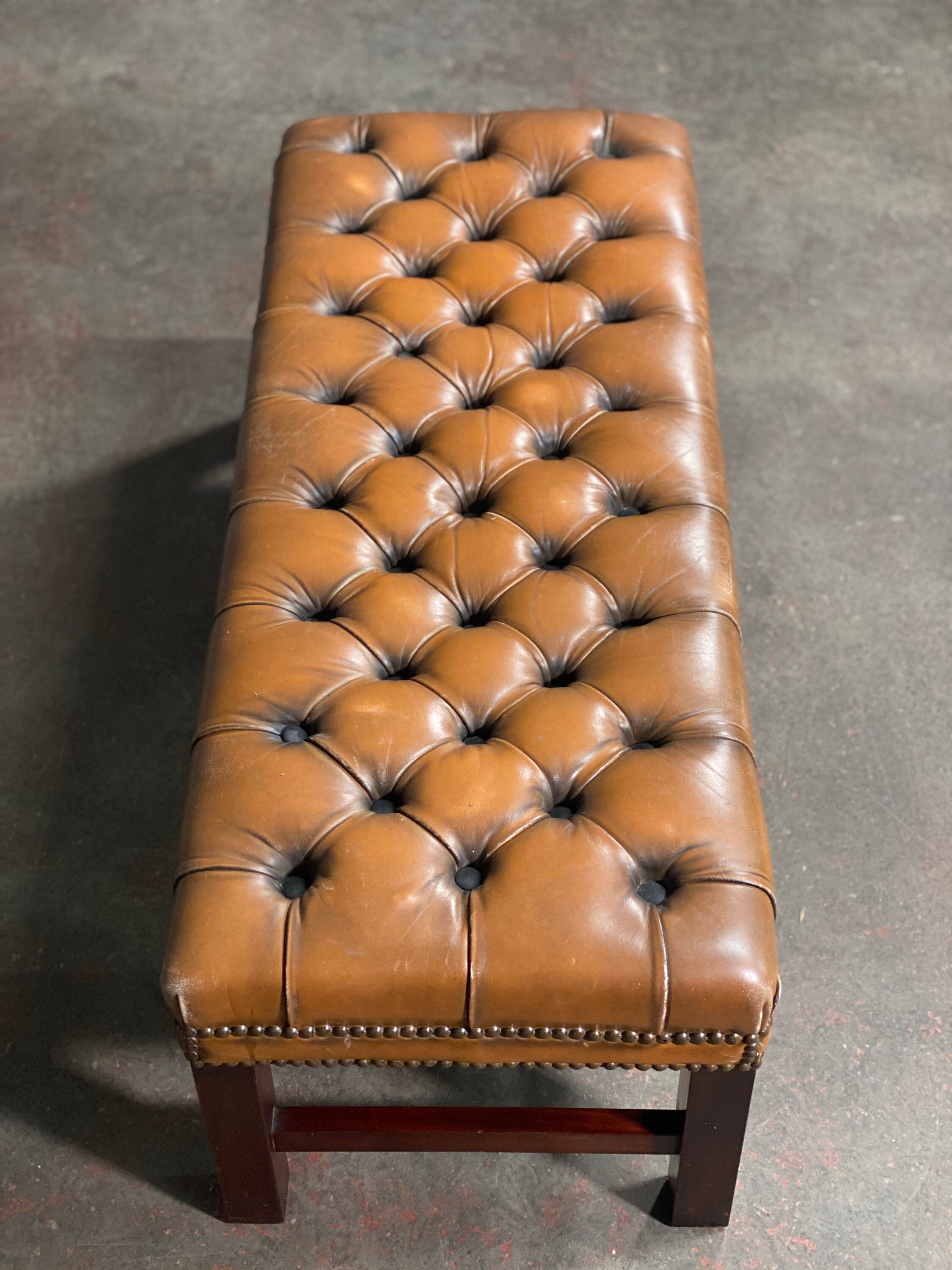 Large Chesterfield Leather Footstool Etsy