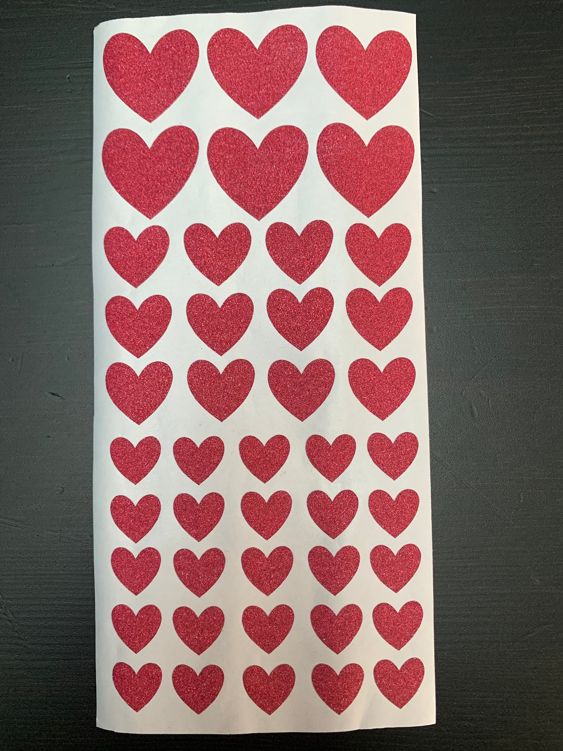 Glitter Heart Sparkly Red Stickers Self Adhesivesheet of 43 3 Sizes of