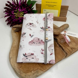Mutterkindpasshülle Wolken Boho Österreich/Mutterkindpass Hülle/Babygeschenk/Schwangerschaft Geschenk/Geschenk Geburt Neugeborenes/