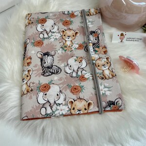 Uheft Hülle Safari/Vorsorgeheft Hülle/Uheft Hülle Stoff personalisiert/Gesundheitsheft Schweiz/Babygeschenk/Babyzubehör/Babyausstattung