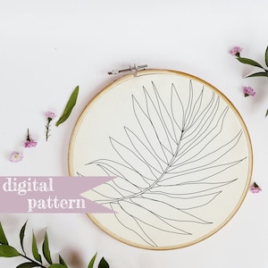 Palm Frond Embroidery Pattern | Tropical Embroidery Template | Embroidery Pattern for Beginners