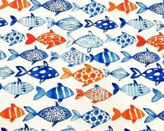 Fabric Finders Orange Aqua fish fabric