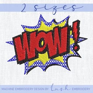 Comic Book Bubble Wow! Machine Embroidery Design - 2 sizes