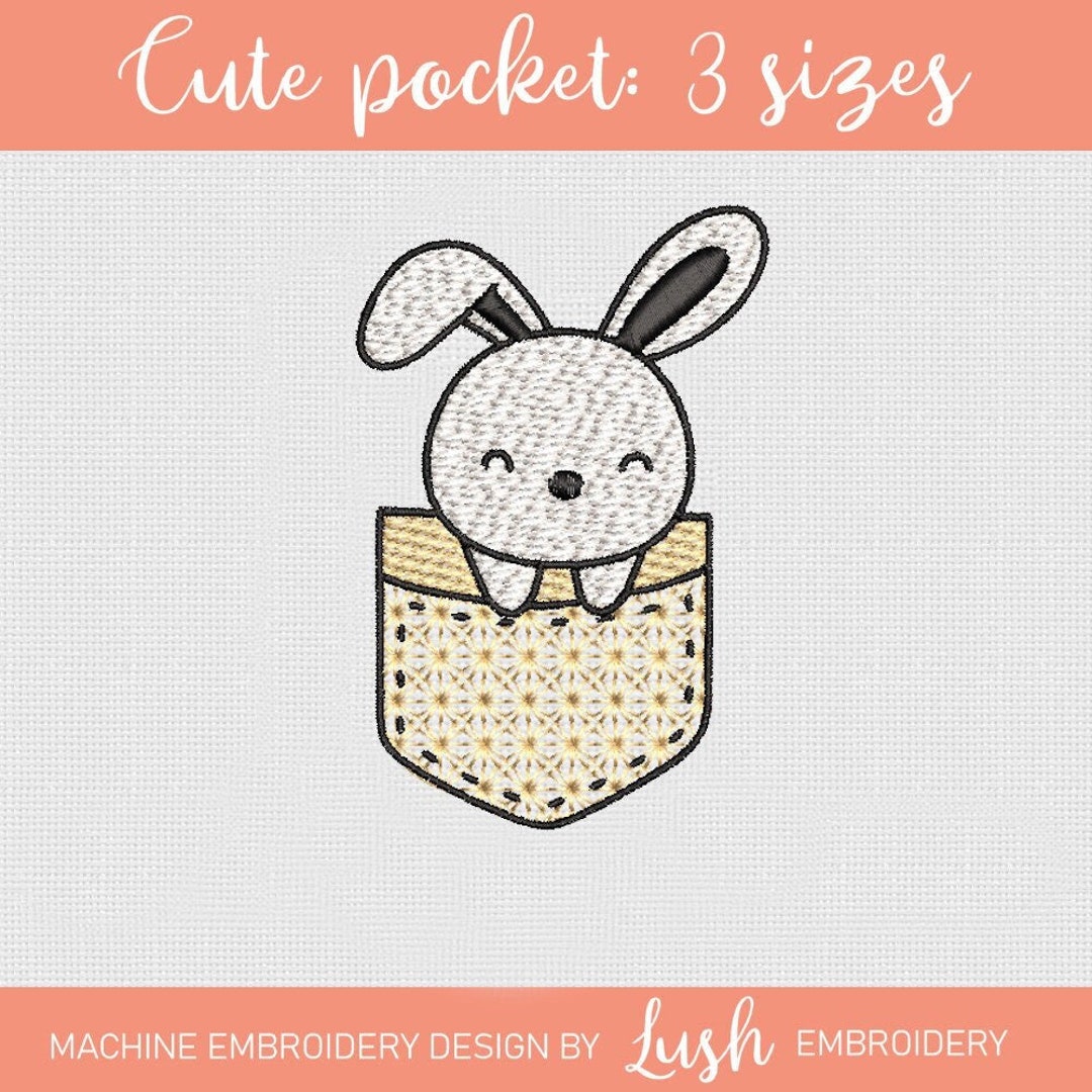 Pocket Animal Rabbit Baby Child Kids Machine Embroidery Design - 3 ...