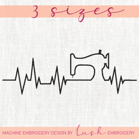 Heartbeat Love Sewing Machine Embroidery Design 3 sizes Etsy