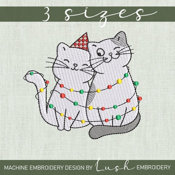Christmas Cats Machine Embroidery Design - 3 sizes