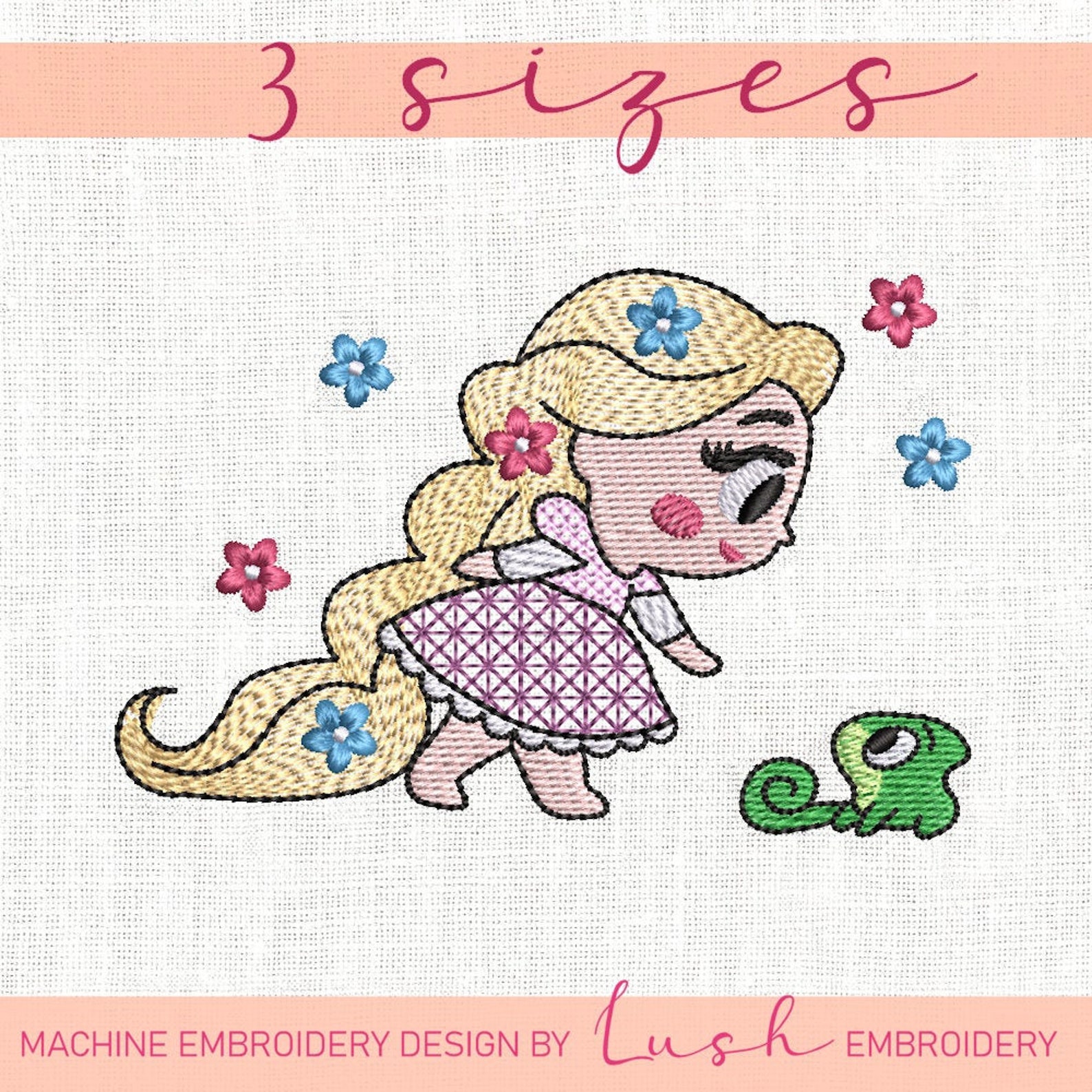 Tangled Disney Princess Rapunzel Machine Embroidery Design 3 Etsy