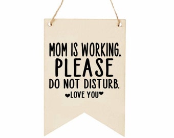 Mom is working, Meeting in progress, Mom is in a meeting, work from home, sign for door, wfh, do not disturb, doorhanger, working