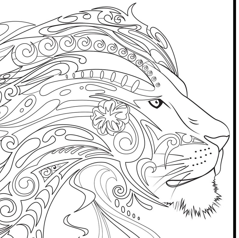 Lion Head Colouring Sheet DOWNLOAD Etsy