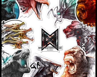 Monsterverse MEGA Pack of 10 Vinyl Stickers (Godzilla, Kong, Ghidora, Rodan, Muto, Mothra, Mechagodzilla and more)