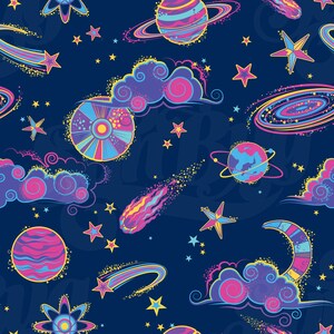 Cosmic 12&quot; by 12&quot; DOWNLOADABLE Surface Pattern JPEG and transparent PNG files, space, universe, solar system