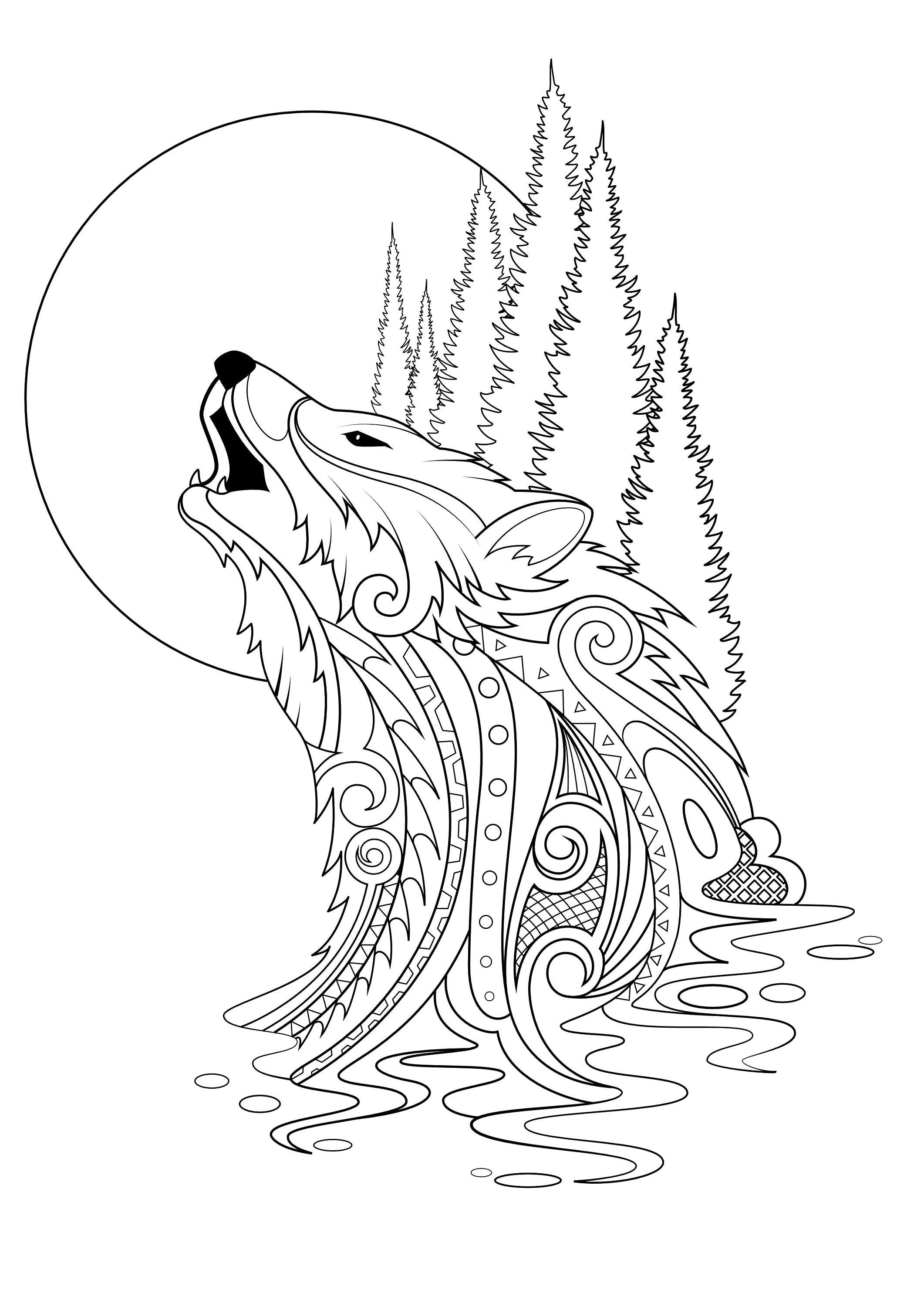 Howling Wolves Coloring Pages