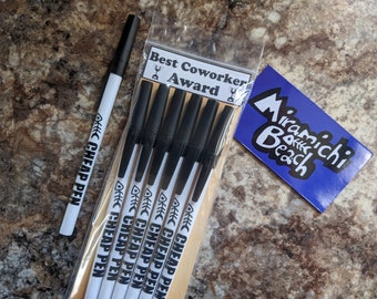 Best coworker award cheap pen set | 6 pack | coworker co-op work gift | office funny gag gift |  Free fridge magnet and a bonus cheap pen