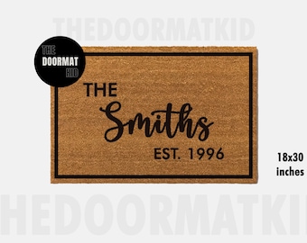 Family Last Name Personalized Doormat - Welcome Mat - Porch Decor, Housewarming Gifts, Custom Gifts, Holiday Gifts, Family Last Name Doormat
