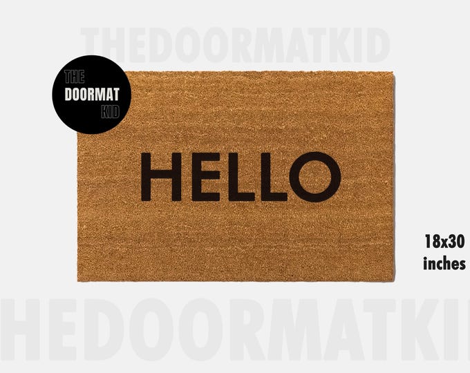 Hello Doormat - Welcome Mat - Porch Decor, Housewarming Gifts, Custom Gifts, Holiday Gifts, Hello Custom Doormat